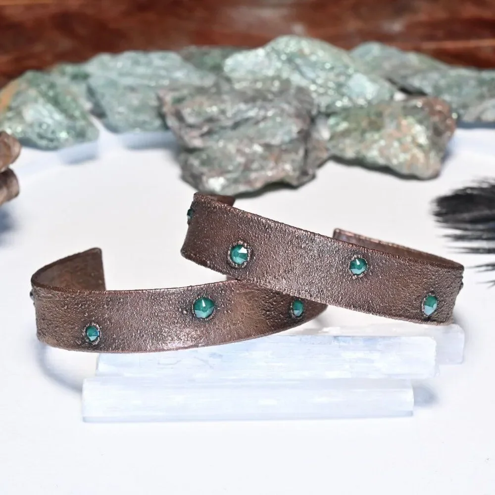 Emerald Swarovski Crystal Copper Cuff Bracelet